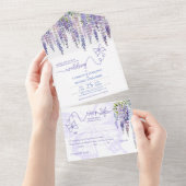 Invitation Tout En Un Romantique Wisteria Garden Mariage avec choix de m (Déchirure)