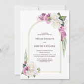 Invitation Tout en un rose blanc Mariage d'arc floral (Devant)