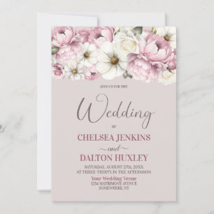 Invitation Tout en un rose blanc Mariage Floral