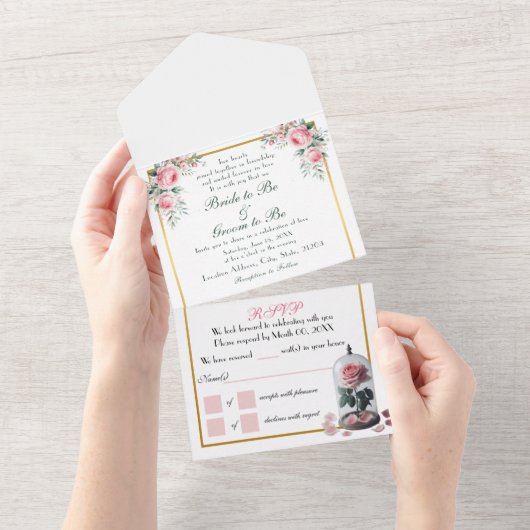 Invitation Tout En Un Rose blanc, rose (Déchirure)