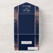 Invitation Tout En Un Rose bleu marine Parties scintillant or Confetti M (Dehors)