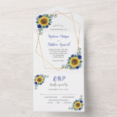 Invitation Tout En Un Rose bleu Tournesol géométrique Mariage moderne (À l'intérieur)