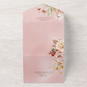 Invitation Tout En Un Rose Blush & Blanc Moderne Floral Rose Dîner (Dehors)