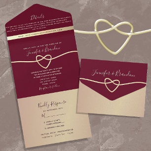 Invitation Tout En Un Rose chic Gold et Mariage bourguignon