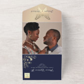 Invitation Tout En Un Rose Chic  Mariage papillon (Dehors)