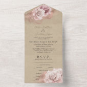 Invitation Tout En Un Rose d'aquarelle romantique Rustique Mariage de gl (À l'intérieur)
