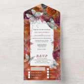 Invitation Tout En Un Rose d'automne papillon d'argent brimmer marron d' (À l'intérieur)