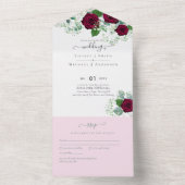 Invitation Tout En Un Rose de Bourgogne Sage Eucalyptus Mariage (À l'intérieur)