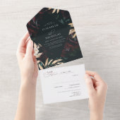 Invitation Tout En Un Rose de velours foncé bordeaux | Mariage d'hiver d (Déchirure)