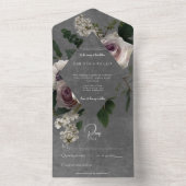 Invitation Tout En Un Rose et blanc foncé Moody Floral Pas de dîner (À l'intérieur)