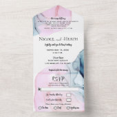 Invitation Tout En Un Rose et Turquoise Blanc Aquarelle Chic Mariage mod (À l'intérieur)
