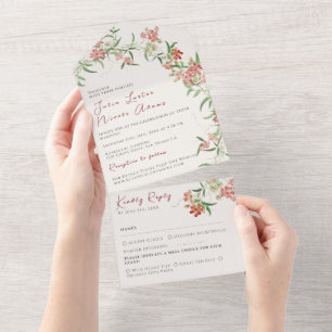Invitation Tout En Un Rose Fleur Sauvage Rose Rose Printanière Mariage