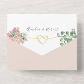 Invitation Tout En Un Rose Floral Dusty Mariage rose (Verso)