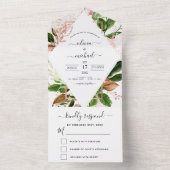 Invitation Tout En Un Rose Gold Botanical Greenery Mariage (À l'intérieur)