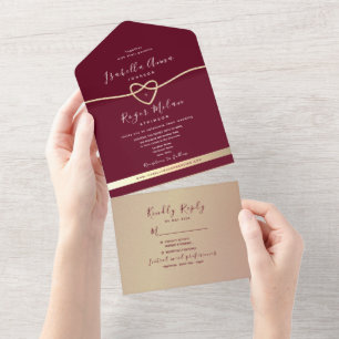 Invitation Tout En Un Rose Gold et Mariage Bourgogne