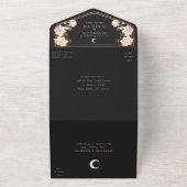 Invitation Tout En Un Rose Gold Noir Art Nouveau QR Code Mariage (Dehors)