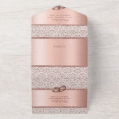 Invitation Tout En Un Rose Gold Parties scintillant Damask Mariage éléga (Dehors)