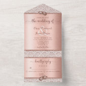 Invitation Tout En Un Rose Gold Parties scintillant Damask Mariage éléga (À l'intérieur)