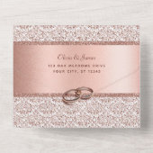 Invitation Tout En Un Rose Gold Parties scintillant Damask Mariage éléga (Verso)