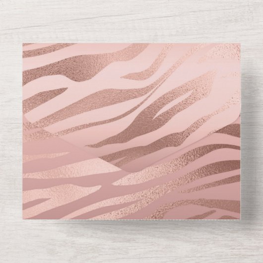 Invitation Tout En Un Rose Gold Zebra Print (Verso)