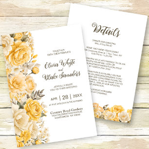 Invitation Tout en un rose jaune Mariage Floral