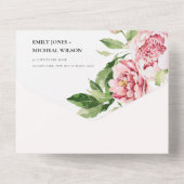 INVITATION TOUT EN UN ROSE NOIRE VERT PEONNE PEONNE FLORALE MARIAGE A (Verso)