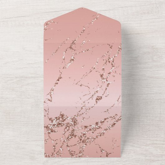 Invitation Tout En Un Rose or marbre Glitzy Parties scintillant Mariage (Dehors)