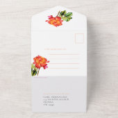 Invitation Tout En Un Rose orange bande d'aquarelle mariage RSVP options (Dehors)