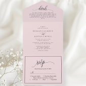 Invitation Tout En Un Rose Pâle Écriture Moderne Simple
