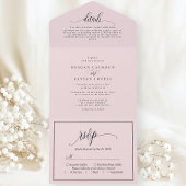 Invitation Tout En Un Rose Pâle Écriture Moderne Simple