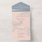 Invitation tout-en-un rose pâle et bleu poussiéreu (À l'intérieur)
