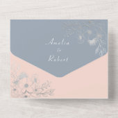 Invitation tout-en-un rose pâle et bleu poussiéreu (Verso)