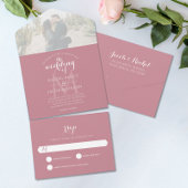 Invitation Tout En Un Rose photo simple Monogram Dusty