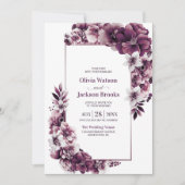 Invitation Tout en un rose Plum Mariage Floral (Devant)