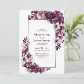 Invitation Tout en un rose Plum Mariage Floral (Debout devant)