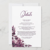 Invitation Tout en un rose Plum Mariage Floral (Dos)