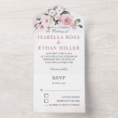 Invitation Tout En Un Rose poussiéreux et Mariage gris (À l'intérieur)
