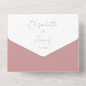 Invitation Tout En Un Rose Poussiéreux Rose Élégant Code QR Mariage (Verso)