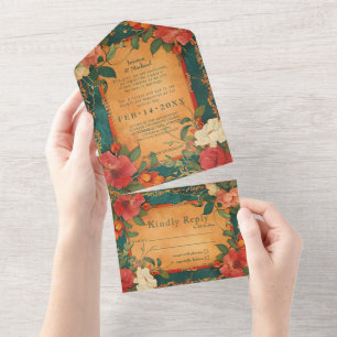 Invitation Tout En Un 🌹 Rose Romance : Art Nouveau Splendor