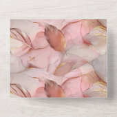 Invitation Tout En Un Rose romantique Blush Pink Gold Leaf Mariage (Verso)