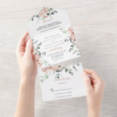 Invitation Tout En Un Rose rose rose classique Mariage (Déchirure)