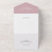 Invitation Tout En Un Rose simple Dusty Monogramme QR Code Mariage (Dehors)