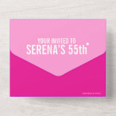 Invitation Tout En Un Rose trois photos 55e fête d'anniversaire (Verso)