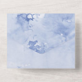 Invitation Tout En Un Roses Aquarelle Bleue  (Verso)