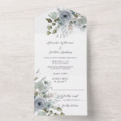 Invitation Tout En Un Roses bleus Dusty sur blanc (À l'intérieur)