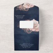 Invitation Tout En Un Roses d'aquarelle romantique sur Dark Navy (Dehors)