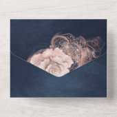 Invitation Tout En Un Roses d'aquarelle romantique sur Dark Navy (Verso)