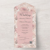 Invitation Tout En Un Roses floues avec code QR (À l'intérieur)