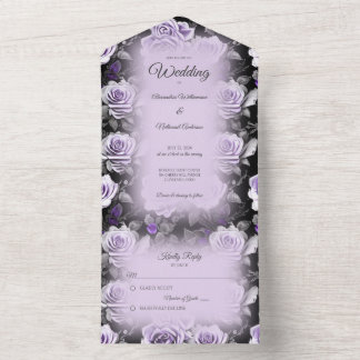 Invitation Tout En Un Roses gris et lavande