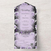 Invitation Tout En Un Roses gris et lavande avec code QR (À l'intérieur)